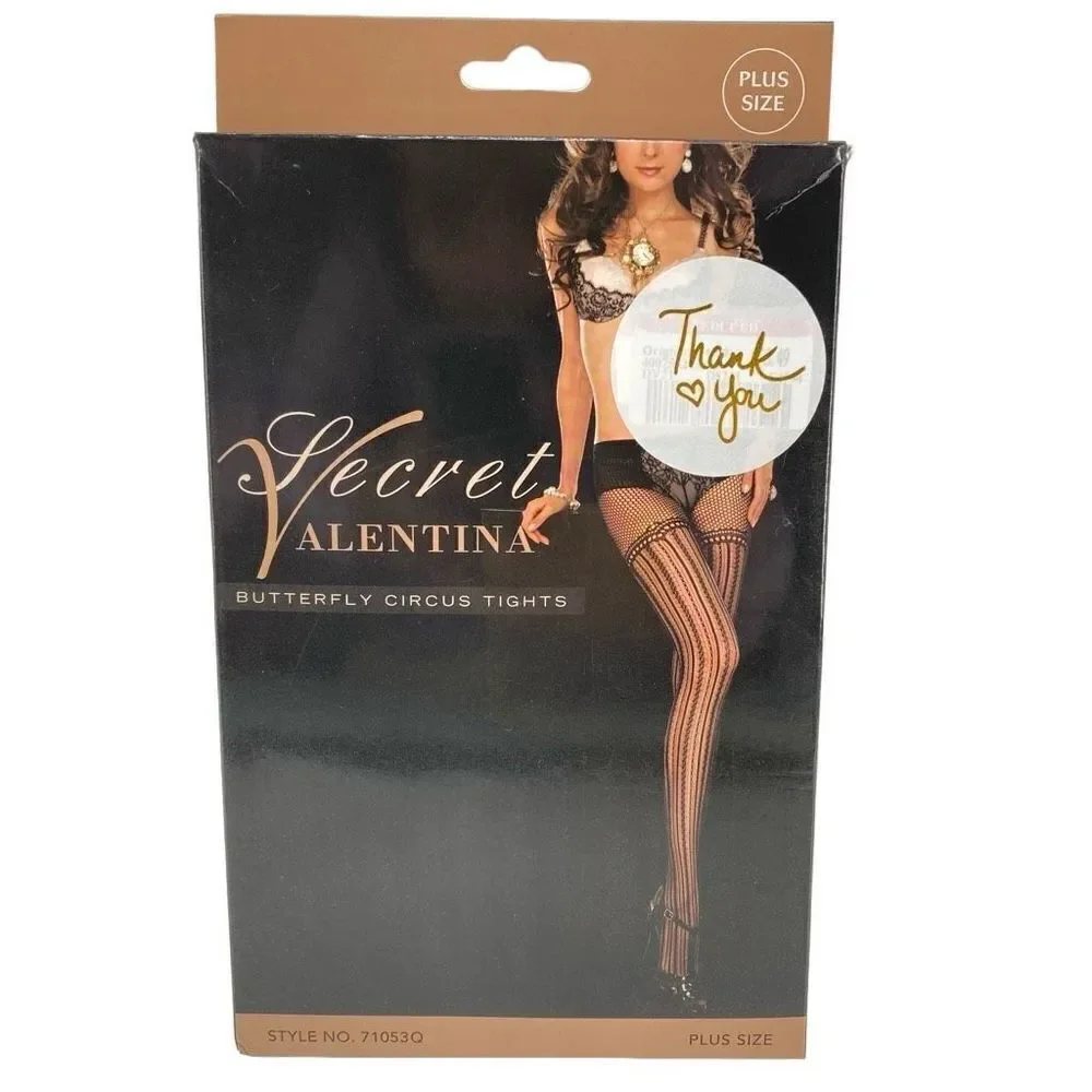 Secret Valentina Women’s Plus Size Black Butterfly Circus Tights OS